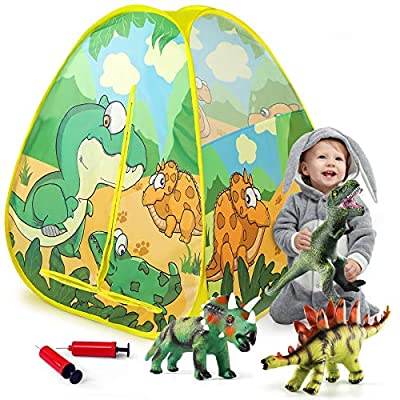 Expired: Temi Kids Play Tent – Foldable Pop Up Tent with 3 Jurassic Dinosaur Toys