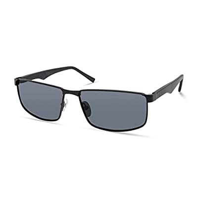 Timberland Men’s Polarized Rectangular Sunglasses, Satin Black, 61mm