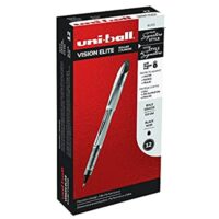 12 Ct – Uni-Ball Vision Elite Rollerball Pens, Bold Point (0.8mm), Black