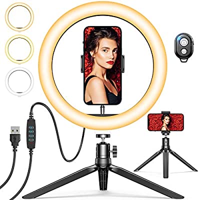 Expired: 10″ Selfie Ring Light with Tripod Stand , Remote & Phone Holder