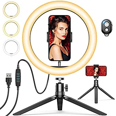75% off - Expired:&nbsp;10″ Selfie Ring Light with Tripod Stand , Remote & Phone Holder