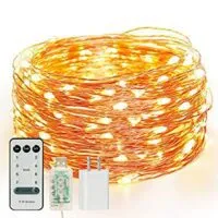 Expired: 100 LED 33ft String Light with USB Adapter, Remote, Timer, 8 Modes