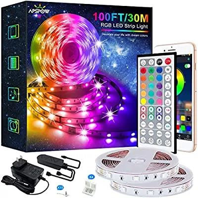 Expired:&nbsp;100FT LED Light Strips, Music Sync with Remote, 5050 LED, iOS & Android App
