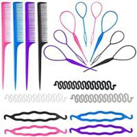 Expired: 19 Pcs Hair Braiding Tool DIY Ponytail Maker, Topsy Hair Braid Kit