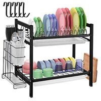 Expired: 2 Tier Stainless Steel Dish Drying Rack with Drainboard