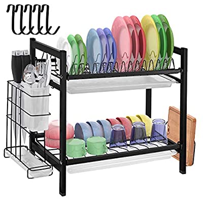 45% off - Expired: 2 Tier Stainless Steel Dish Drying Rack with Drainboard