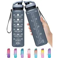 Expired:&nbsp;32oz Motivational Water Bottle with Time Marker & Removable Strainer, BPA Free