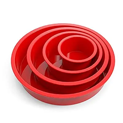 Expired:&nbsp;4 Set Round Cake Pans Silicone Molds for Baking, Nonstick & Quick Release Baking Pans