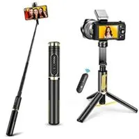 Expired: 4 in 1 Aluminium Bluetooth Selfie Stick with Screw Mount, Extendable Tripod with Remote