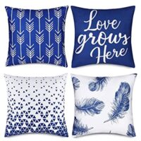 Expired: 4 set Throw Pillow Covers 18 x 18, Blue