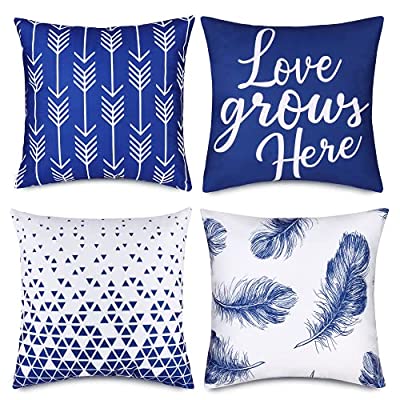 40% off - Expired: 4 set Throw Pillow Covers 18 x 18, Blue