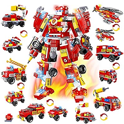 50% off - Expired: 591 PCS STEM Building Toy 13 in 1 Fire Rescue Creative Bricks Engineering Vehicles