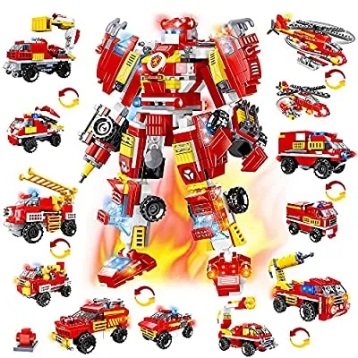 50% off - Expired:&nbsp;591 PCS STEM Building Toy 13 in 1 Fire Rescue Creative Bricks Engineering Vehicles