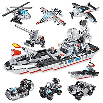 50% off - Expired:&nbsp;620PCS 28-in-1 STEM Building Aircraft Carrier, Military Battleship Building Set