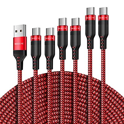 50% off - Expired: 6-Pack (3/3/6/6/10/10 FT) Nylon Braided USB A to USB-C Charging Cable (Red)