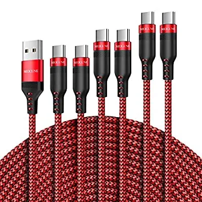 50% off - Expired:&nbsp;6-Pack (3/3/6/6/10/10 FT) Nylon Braided USB A to USB-C Charging Cable (Red)