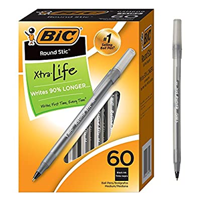 60 ct BIC Round Stic Xtra Life Ballpoint Pen, Medium (1.0mm), Black - $1.92 ($7.21)