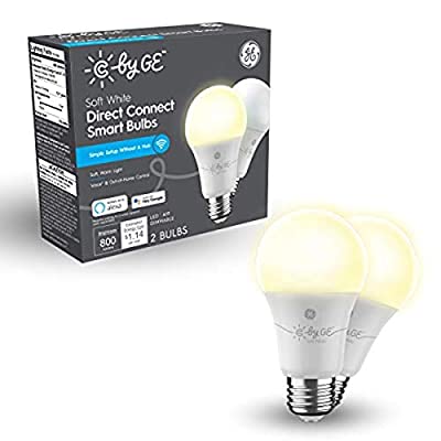 2 Pack C by GE A19 Smart LED Bulbs, 60W Replacement, Bluetooth/Wi-Fi Enabled, Soft White - $12.50 ($24.99)