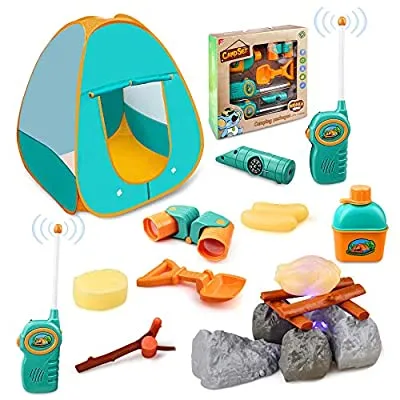 52% off - Expired:&nbsp;Kids Camping Tools with Tent Campfire Telescope Walkie Talkies, Pretend Play Set
