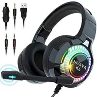 Expired: Nivava Gaming Headset with LED Light Mic for PS4, Xbox One, Nintendo Switch PS5, PC K6(Black)