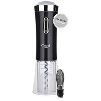 Ozeri Nouveaux II Electric Wine Opener in Black, with Foil Cutter, Wine Pourer and Stopper