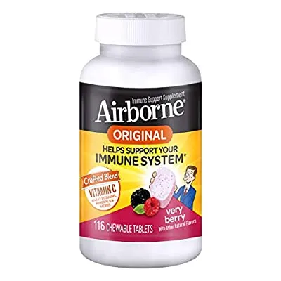 Airborne Vitamin C 1000mg (per serving) – Very Berry Chewable Tablets (116 count)