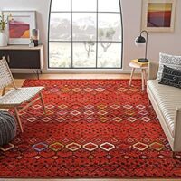 Safavieh Amsterdam Collection Moroccan Boho Stain Resistant Area Rug, 6’7″ x 9’2″, Terracotta / Multi