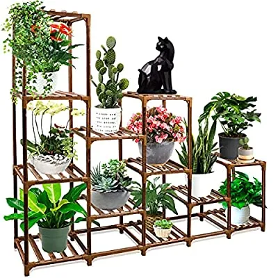 Expired:&nbsp;Samyoung Large 6-Tier 12 Potted Wooden Plant Stand Indoor & Outdoor