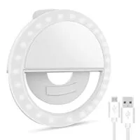 Expired: Selfie Ring Light for iPhone & Android, Rechargeable Portable Clip-on Selfie Light (White)
