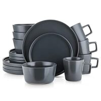 16 Pcs Stone Lain Coupe Dinnerware Set, Service For 4, Gray Matte