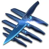 Expired:&nbsp;Wanbasion Blue Professional Kitchen Knife Chef Set, Stainless Steel, Dishwasher Safe with Sheathes