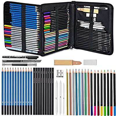 71-Piece Arts Supplies and Drawing Kit Set – Complete Set of Art Pencils