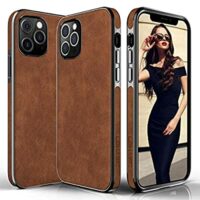 Expired: iPhone 12 Pro Max Slim Hybrid Leather Soft TPU Rugged Bumper Full Body Case