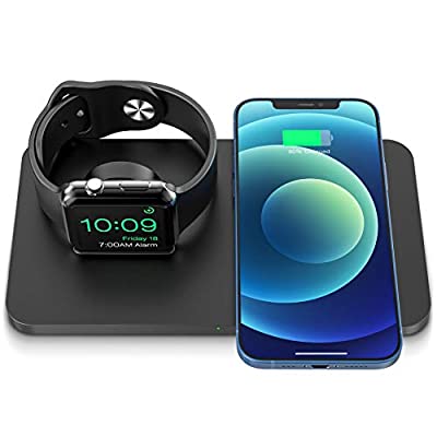 Expired: iSeneo 2 in 1 Dual Wireless Charging Pad for iPhone, Airpods with iWatch Stand