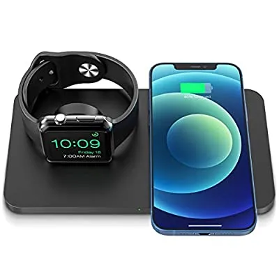 62% off - Expired:&nbsp;iSeneo 2 in 1 Dual Wireless Charging Pad for iPhone, Airpods with iWatch Stand