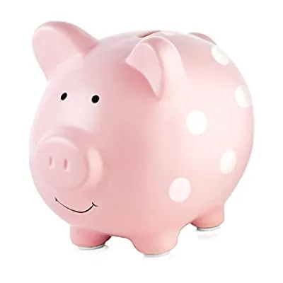 Pearhead Ceramic Pink Piggy Bank
