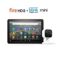 Fire HD 8 Smart Home Bundle including Fire HD 8 Tablet 32 GB Ad-Supported (Plum) with Blink Mini Camera