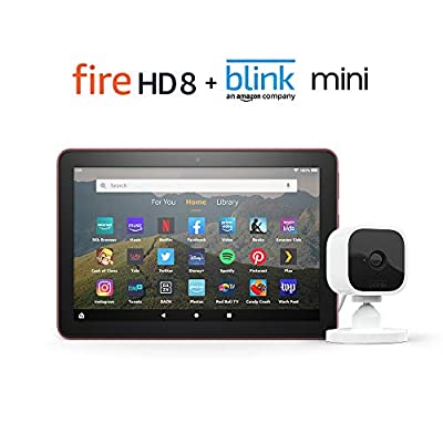 Fire HD 8 Smart Home Bundle including Fire HD 8 Tablet 32 GB Ad-Supported (Plum) with Blink Mini Camera - $64.98 ($124.98)