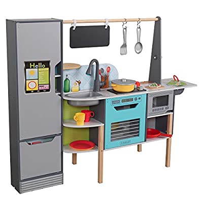 105 Pcs KidKraft Alexa-Enabled 2-in-1 Wooden Kitchen & Market - $84.99 ($314.69)