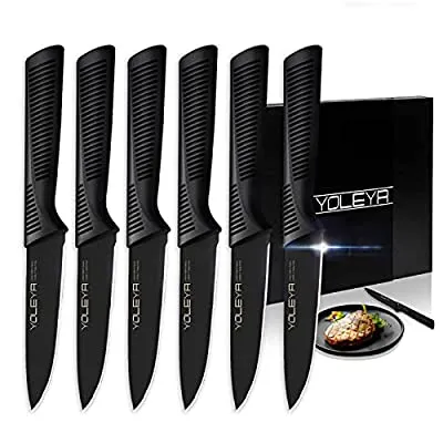 Expired:&nbsp;4.5″ Steak Knives Set of 6 High Carbon German Stainless Steel Black