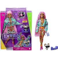 Barbie Extra Doll #10 in Floral-Print Jacket & Jogger Set with DJ Mouse Pet