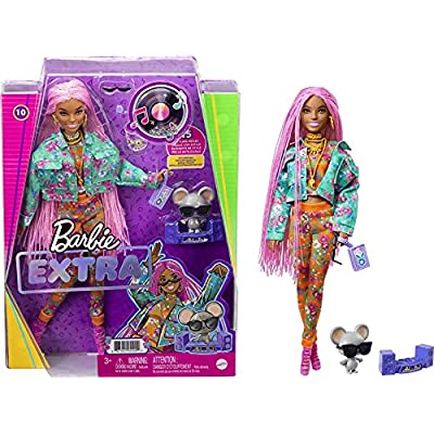 Barbie Extra Doll #10 in Floral-Print Jacket & Jogger Set with DJ Mouse Pet - $10.00 ($24.99)