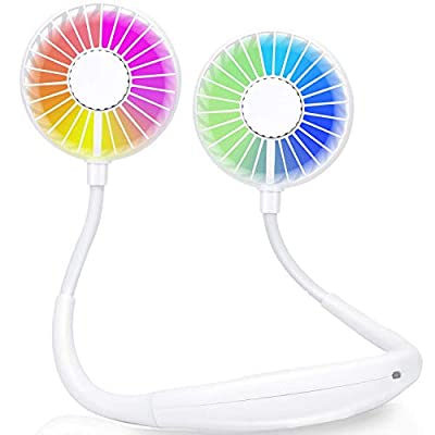 50% off - Expired: Portable Hanging Neck Fan – 3 Speeds, 7Color LED, Aromatherapy, 2000mAh Battery,360° Rotation