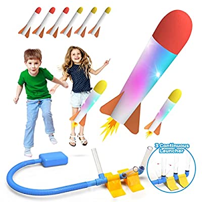 50% off - Expired: Rocket Launcher 3 Rocket in A Row, Adjustable Angle 6 Colorful Foam Rockets