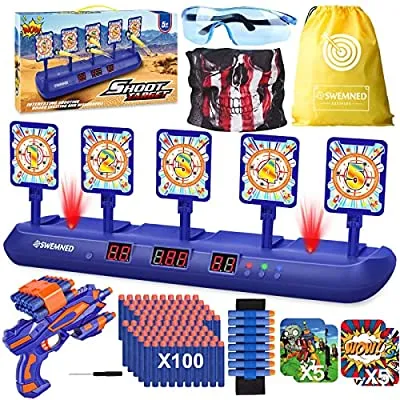 70% off - Expired:&nbsp;SWEMNED Digital Shooting Gun, 100 Darts, 5 Electronic scoring Targets, 10 target cards