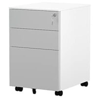 YITAHOME File Cabinet with Lock and Wheels, 3-Drawer, A4/Letter/Legal (Grey and White)