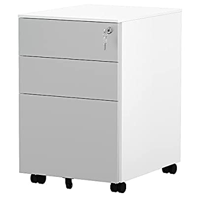 YITAHOME File Cabinet with Lock and Wheels, 3-Drawer, A4/Letter/Legal (Grey and White) - $65.16 ($129.99)