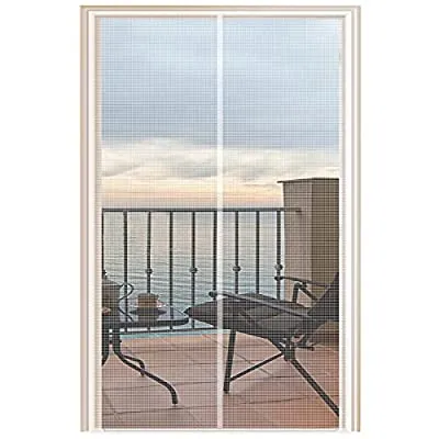 Expired:&nbsp;YUFER Magnetic Mesh Curtain Screen Door 34 x96, Heavy Duty – White