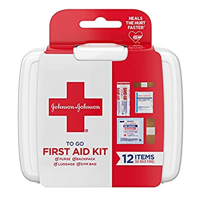 12 Ct J&J Red Cross First Aid To Go Mini Portable Emergency Wound Care Travel Kit