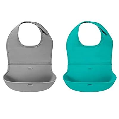 2-Pack OXO Tot Roll- Up Bib Gray/Teal